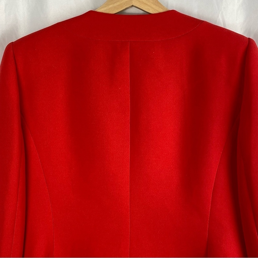 Kasper Size 8 Red Suit Blazer Jacket Open Front Separate Coat Women - Picture 10 of 16